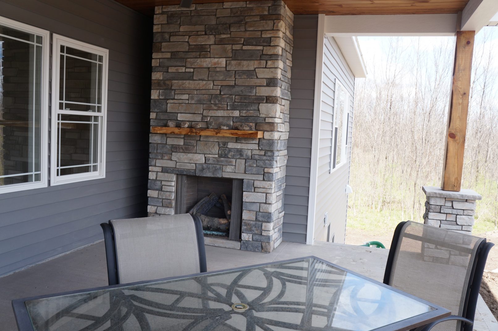Covered Back Deck and Fireplace